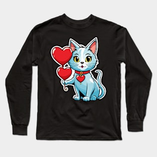 Cat Heart Balloon - Valentines Day Long Sleeve T-Shirt